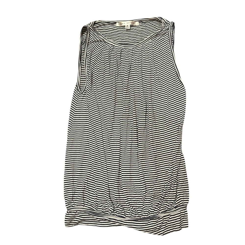 Blue and White Striped Sleeveless Top